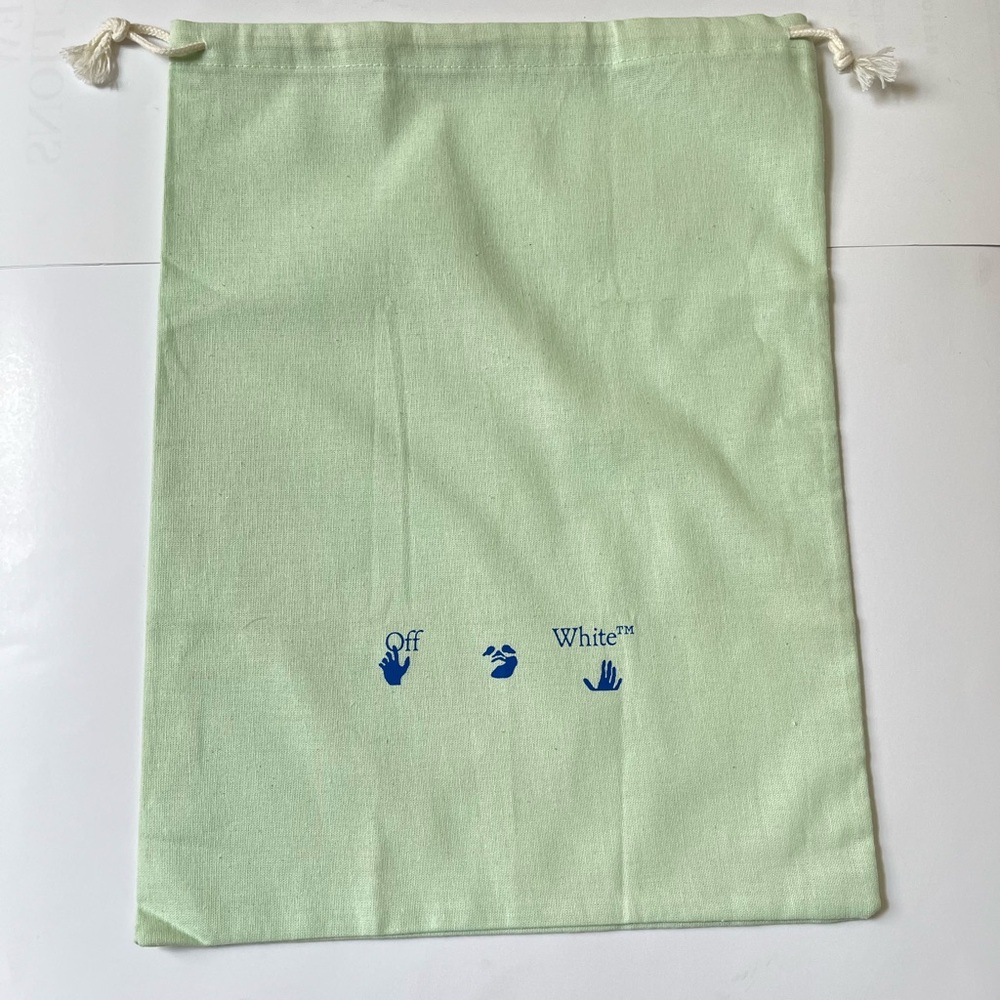 Off-White Mint Green Logo dust cover bag  drawstring Pouch 11.5”X 14.5” New